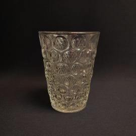 Ваза интерьерная  для цветов Ушельского з-да , рельефное резное стекло, высота 16 см, винтаж СССР