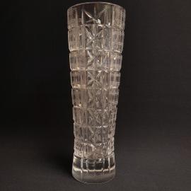 Ваза для цветов с рельефным геометрическим узором, хрусталь, дефект винтаж СССР, 1970-1990