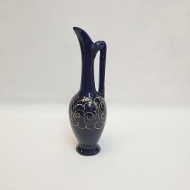 Кувшин ваза, фарфор кобальт позолота роспись высота 26 см 0.4 л, потертости, винтаж СССР