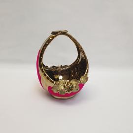 Ваза Феодосийский з-д Майолики, керамика позолота флок 19 см, скол, винтаж СССР