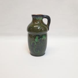 Кувшин, обливная керамика роспись 0.75 л, высота 19 см, винтаж СССР