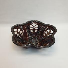 Ваза фруктовница, обливная керамика диаметр 27 см, винтаж СССР