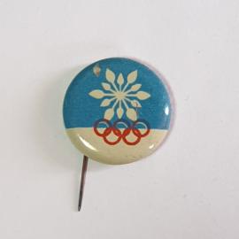 Значок СССР, Олимпийская эмблема сине-белая, редкий коллекционный советский и винтажный.