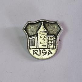 Значок СССР, архитектура Риги, металлический городской сувенир, оригинальный советский, винтажный.