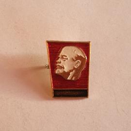 Значок СССР, портрет Ленина на красном фоне, квадратный, металл, коллекционный, советский, винтажный