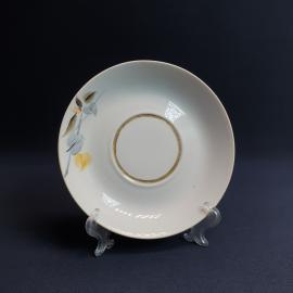 Блюдце Пролетарий, фарфор ручная роспись позолота 135 мм, винтаж СССР