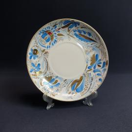 Блюдце ЛФЗ, фарфор ручная роспись позолота 155 мм, винтаж СССР