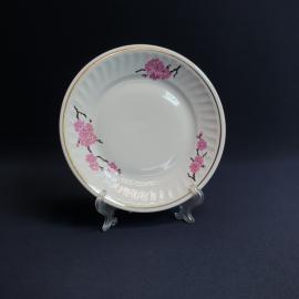 Пирожковая тарелка Рига, фарфор деколь позолота 15 см, винтаж Латвия