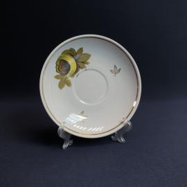 Блюдце Полтава, фарфор деколь позолота 14 см, винтаж СССР