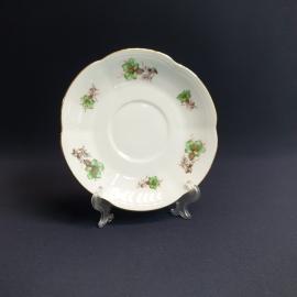 Блюдце кофейное Chodziez, фарфор деколь позолота 15 см, винтаж Польша