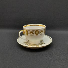 Чайная пара, Барановка, фарфор, позолота, 225 мл. Винтаж, СССР.