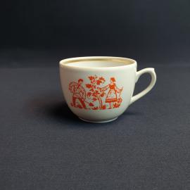 Чашка кофейная 220 мл, Вербилки 1954-1965 гг, фарфор, деколь, позолота. Винтаж, СССР.