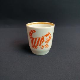 Стакан Кошка / котик с усиками, фарфор деколь 200 мл, винтаж СССР