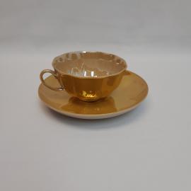 Чайная пара, фарфор Дулево, крытье, 200 мл. Винтаж, СССР.