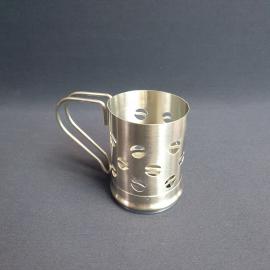 Подстаканник "Зерна кофе", металлический, отходит одна часть ручки. Винтаж, СССР.