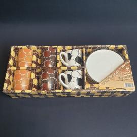 Новый набор кофейных пар на 6 персон, керамика, деколь. Китай.