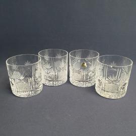 Набор стаканов 4 шт, хрусталь, ручная резка, объем 250 мл, винтаж, Венгрия.