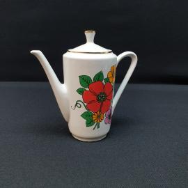 Чайник, фарфор деколь позолота 0.5 л, неродная крышка, винтаж СССР