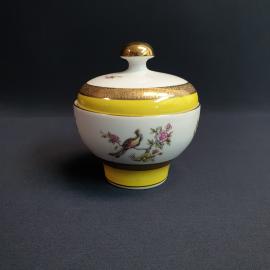 Сахарница, фарфор, крытье, деколь, позолота, 400 мл. Винтаж, СССР.