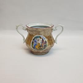 Сахарница без крышки, фарфор, деколь, роспись, 200 мл. Винтаж, СССР.