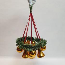 Рождественский венок Шарики и колокольчики, диаметр 23 см, винтаж ГДР