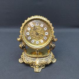 Винтажные часы Янтарь 18 см, кварцевые, бронза, рабочие. Дарственная надпись СССР.