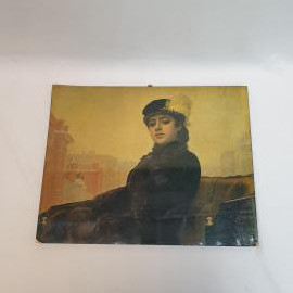 Репродукция картины И.Крамской, Неизвестная,  44х35, фотопечать, отслоение.Винтаж СССР