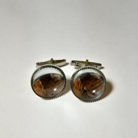 Запонки, стекло имитация под лунный камень. Винтаж, СССР.