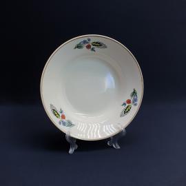 Суповая тарелка Конаково, фаянс деколь позолота 185 мм, винтаж СССР