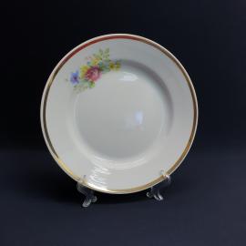 Столовая тарелка Дулево, фарфор деколь позолота 235 мм, винтаж СССР