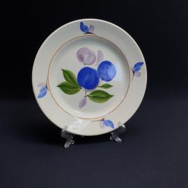 Десертная тарелка Чайка Краснодарский з-д, фаянс роспись 195 мм, дефекты, винтаж СССР