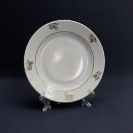 Десертная тарелка Дулево, фарфор деколь позолота 175 мм, винтаж СССР