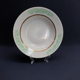 Суповая тарелка Пролетарий, фарфор деколь позолота 24 см, винтаж СССР