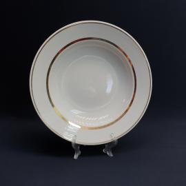 Суповая тарелка Дулево, фарфор позолота 24 см, винтаж СССР