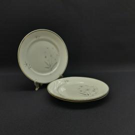 Набор из 3 столовых тарелок Weisswasser, фарфор деколь позолота 19см, винтаж ГДР