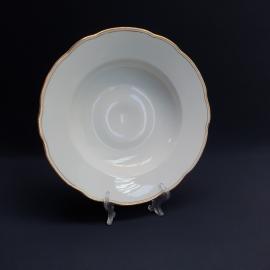 Суповая тарелка MZ, фарфор позолота 235 мм, винтаж Чехословакия