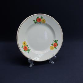 Десертная тарелка Конаково, фаянс деколь позолота 175 мм, винтаж СССР