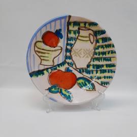 Декоративная тарелка Натюрморт, фаянс ручная роспись 21см ,винтаж СССР