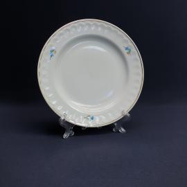 Пирожковая тарелка Дулево, фарфор деколь позолота 175 мм, винтаж СССР