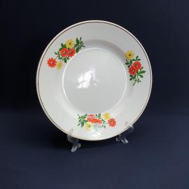 Столовая тарелка Конаково, фаянс деколь позолота 235 мм, винтаж СССР