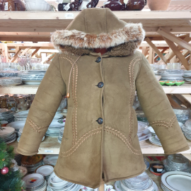 Дубленка детская, длина 52 см, полуобхват груди 46 см. Винтаж, СССР.