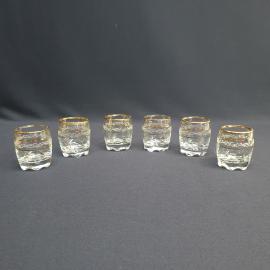 Набор стопок 6 шт, стекло - насыпное стекло, позолота, 100 мл. Винтаж, СССР.