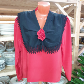 Винтажная блузка синтетика Style Rosa, длина 58, полуобхват груди 58, винтаж.