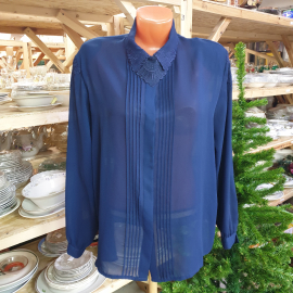 Блузка синтетика, размер L, длина 65, полуобхват груди 60 см, винтаж, Корея.