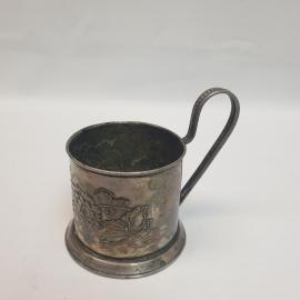 Подстаканник Цветы, ЮМЗМЕТ, мельхиор, дефекты, Винтаж, СССР.