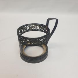 Подстаканник Горький, КХИ, мельхиор, скань,дарственная надпись, дефекты. Винтаж, СССР.