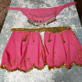 Винтажный детский костюм для восточных танцев, синтетика, вышивка бисером.