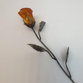 Винтажная роза из СССР. Янтарь, мельхиор, глубокое серебрение, 30 см.