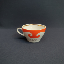 Чайная чашка, Туймазинский ФЗ, фарфор, крытье, позолота, 200 мл. Винтаж, СССР.