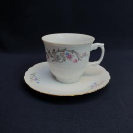 Чайная пара, фарфор, доколь, позолота, 200 мл. Винтаж, Польша.